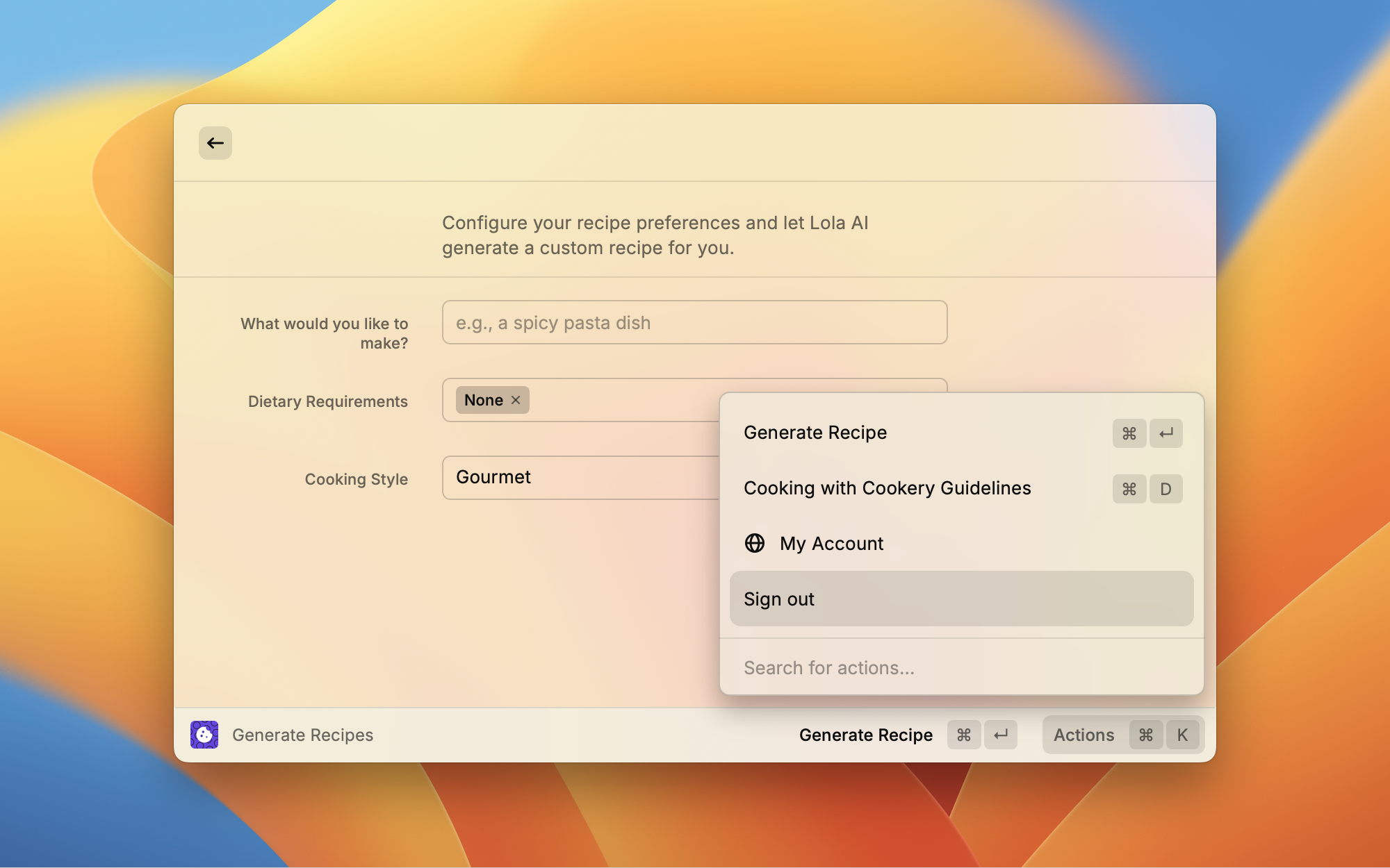 Sign out option